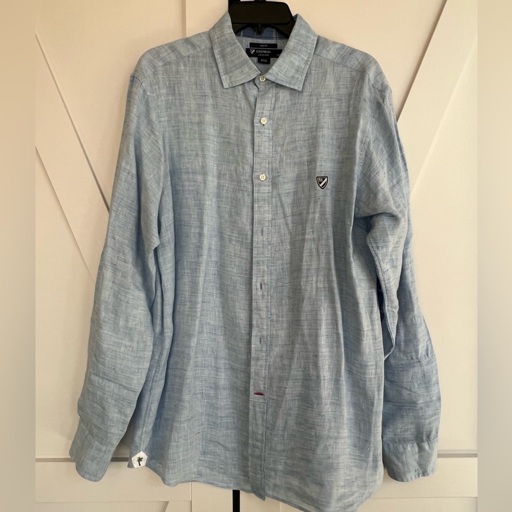 Daniel Cremieux Light Blue Linen Casual Button Down Shirt